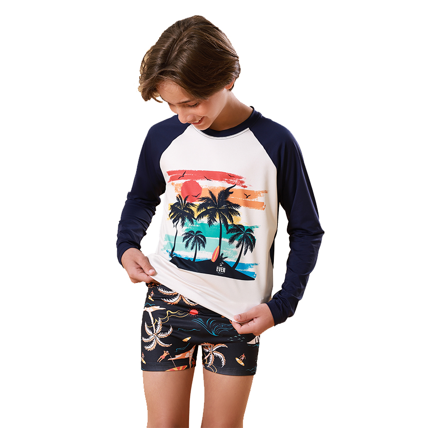 Conjunto Juvenil Everly Camiseta Longa E Boxer Coqueiros