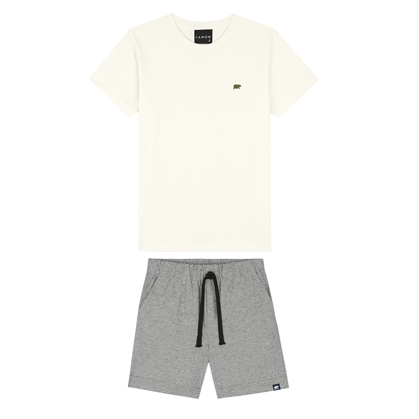 Conjunto Infantil Lamon Camiseta Meia Malha E Bermuda Eco Conjunto Infantil Lamon Camiseta Meia Malha E Bermuda Eco