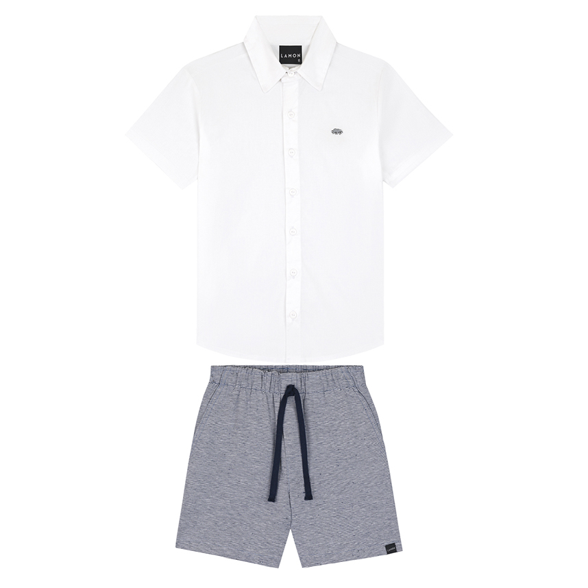 Conjunto Infantil Lamon Camisa Tricoline E Bermuda Conjunto Infantil Lamon Camisa Tricoline E Bermuda