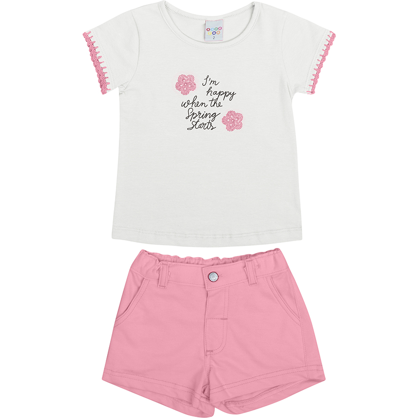 Conjunto Infantil Have Fun Blusa Cotton E Short Moletim Conjunto Infantil Have Fun Blusa Cotton E Short Moletim