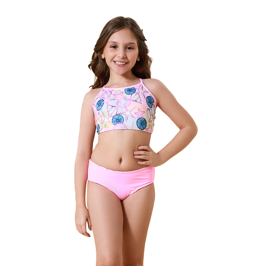 Biquini Infantil Everly Cropped E Calcinha Estampa Conchas Biquini Infantil Everly Cropped E Calcinha Estampa Conchas