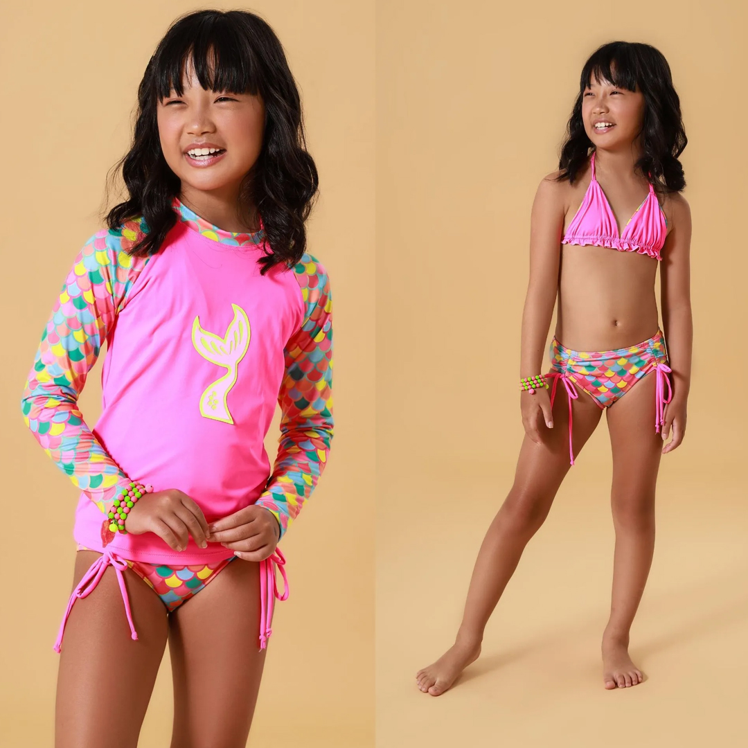 Biquini Infantil Everly Cropped E Calcinha Estampa Conchas