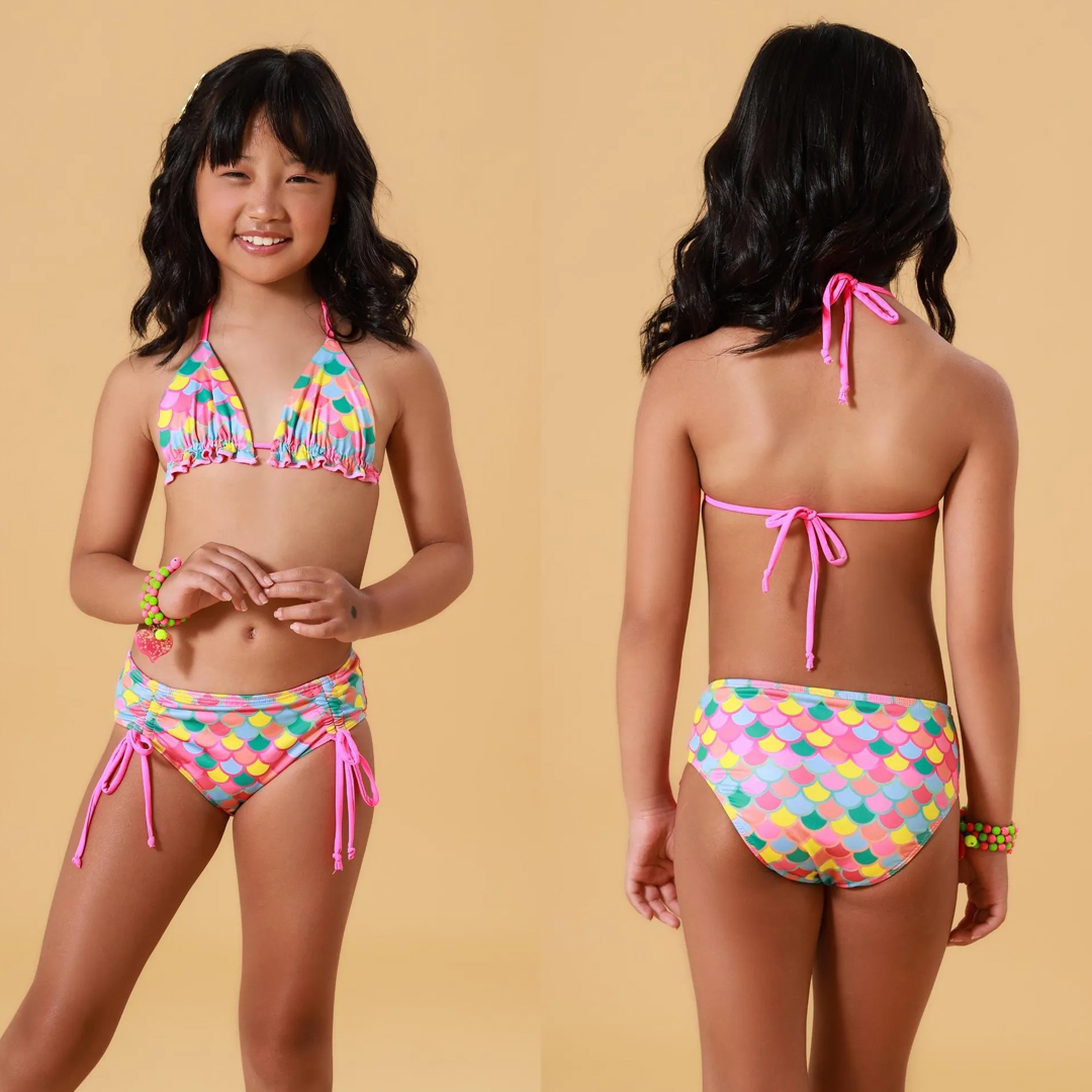 Biquini Infantil Everly Cropped E Calcinha Estampa Conchas