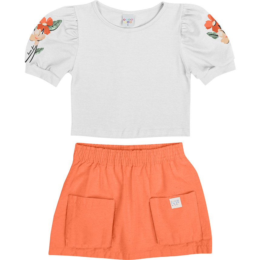 Conjunto Infantil  Have Fun Blusa Cotton E Short Saia Conjunto Infantil  Have Fun Blusa Cotton E Short Saia