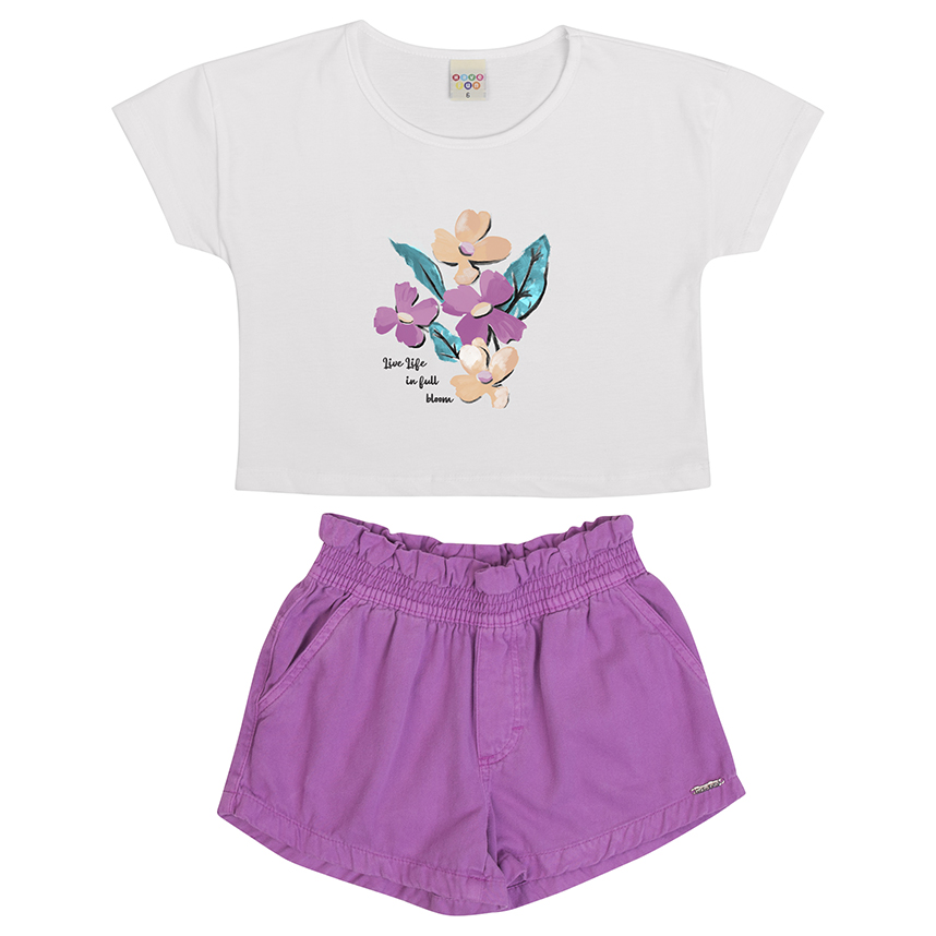 Conjunto Infantil Have Fun Blusa Meia Malha E Short Sarja Conjunto Infantil Have Fun Blusa Meia Malha E Short Sarja
