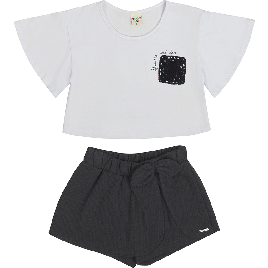 Conjunto Infantil Have Fun Blusa Meia Malha E Short Saia Conjunto Infantil Have Fun Blusa Meia Malha E Short Saia