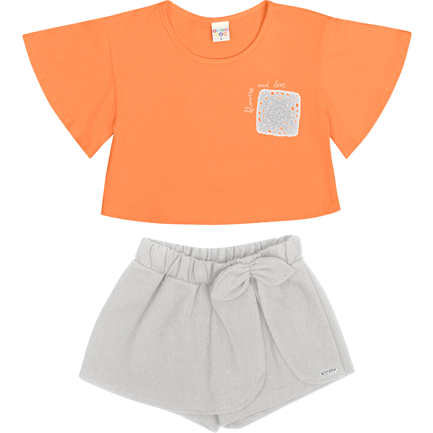 Conjunto Juvenil Have Fun Blusa Meia Malha E Short Saia Conjunto Juvenil Have Fun Blusa Meia Malha E Short Saia