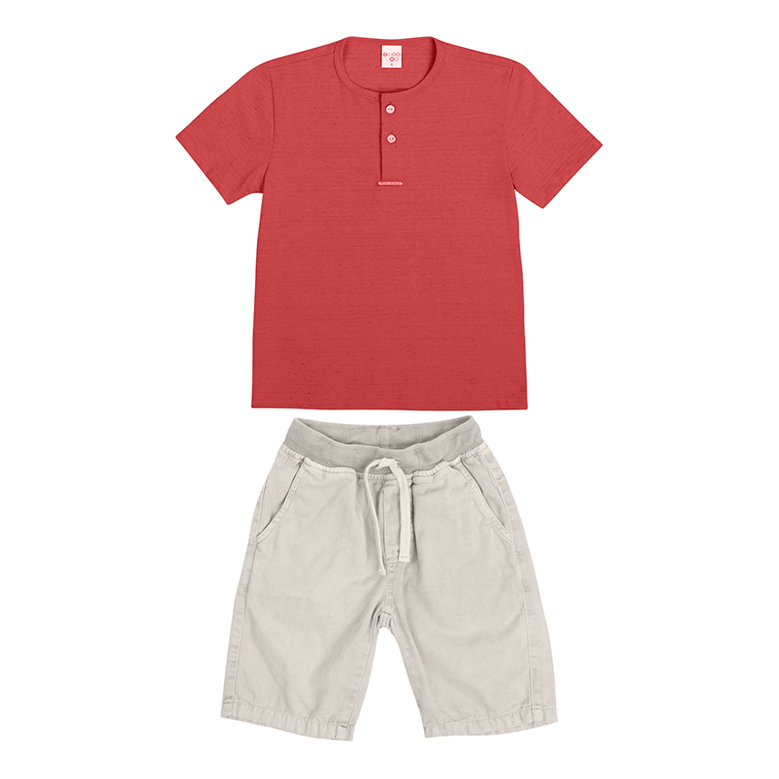 Conjunto Infantil  Have Fun Camiseta Malha Jaquard E Bermuda