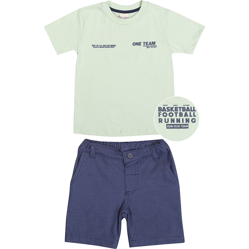 Conjunto Infantil  Have Fun Camiseta Meia Malha E Bermuda Conjunto Infantil  Have Fun Camiseta Meia Malha E Bermuda