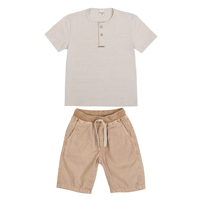 Conjunto Infantil Have Fun Camiseta Malha Jaquard E Bermuda