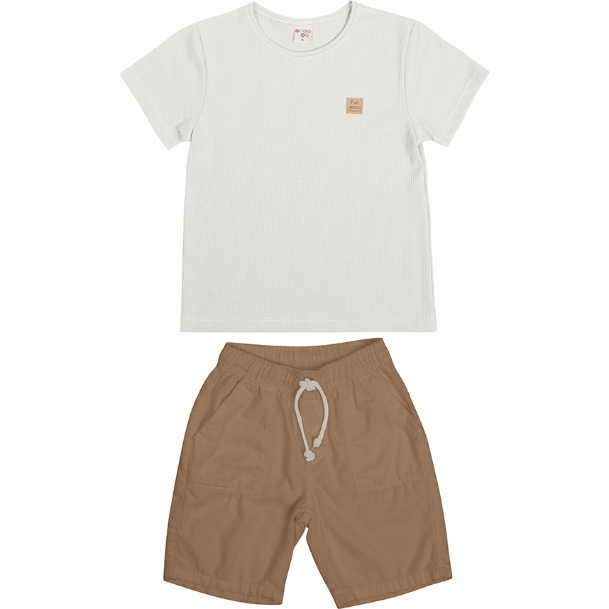 Conjunto Infantil Have Fun Camiseta Waffle E Bermuda Sarja Conjunto Infantil Have Fun Camiseta Waffle E Bermuda Sarja