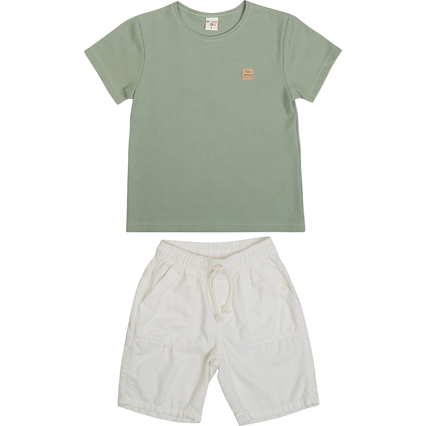 Conjunto Infantil Have Fun Camiseta Waffle E Bermuda Sarja Conjunto Infantil Have Fun Camiseta Waffle E Bermuda Sarja