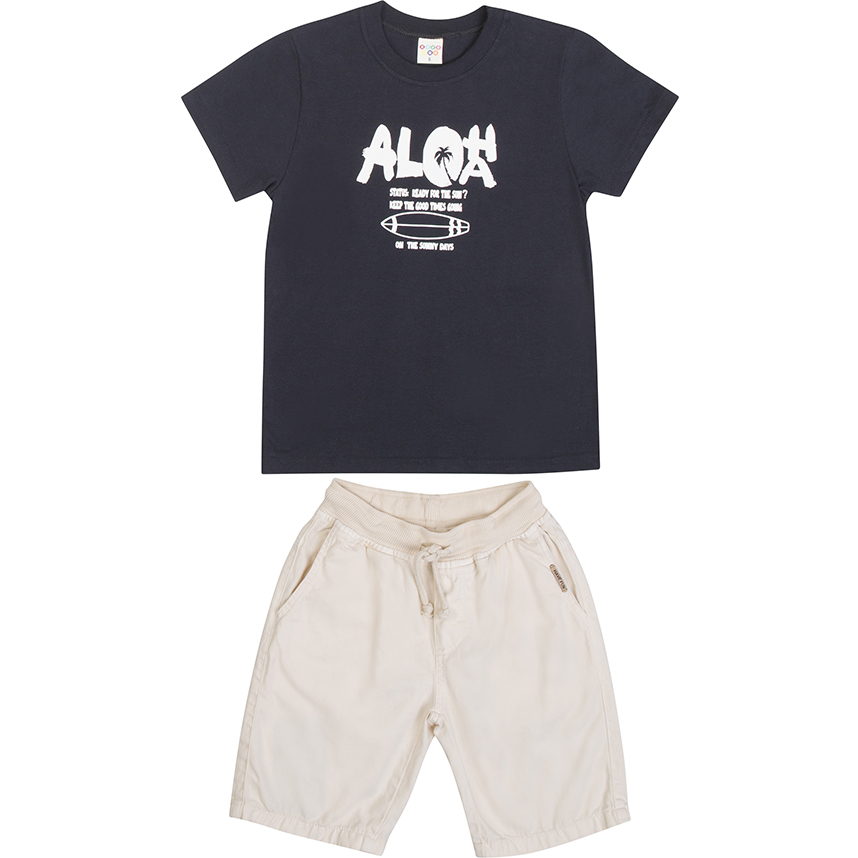 Conjunto Infantil  Have Fun Camiseta Meia Malha E Bermuda Conjunto Infantil  Have Fun Camiseta Meia Malha E Bermuda