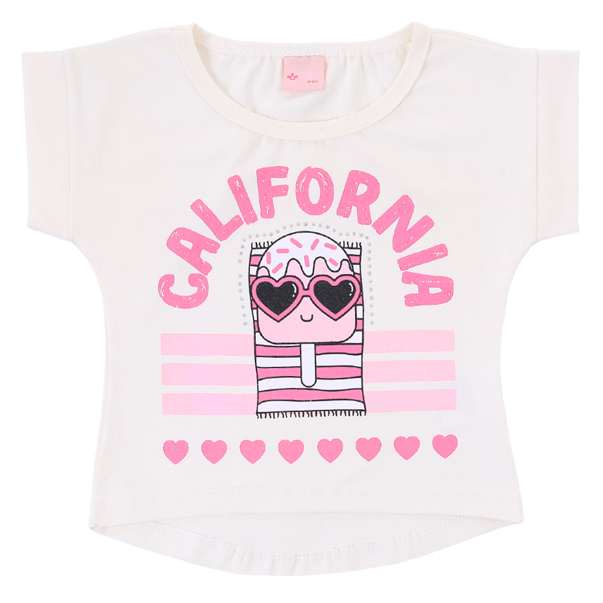 Blusa Infantil Color Mini Estampa Picolé E Strass
