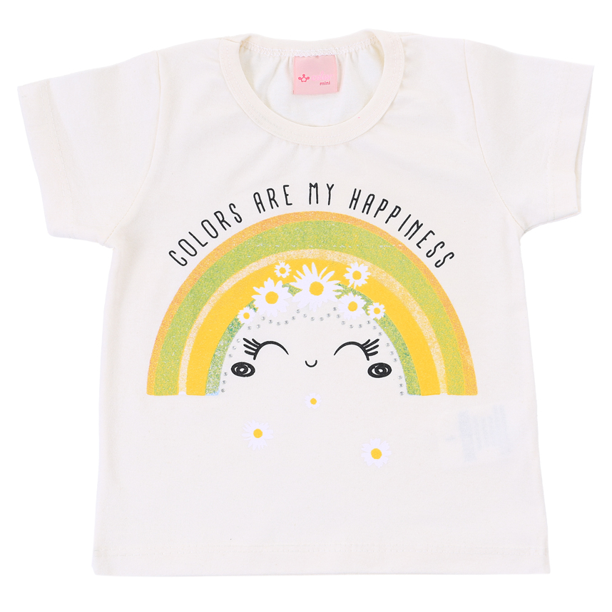 Blusa Infantil Color Mini Estampa Arco íris E Strass