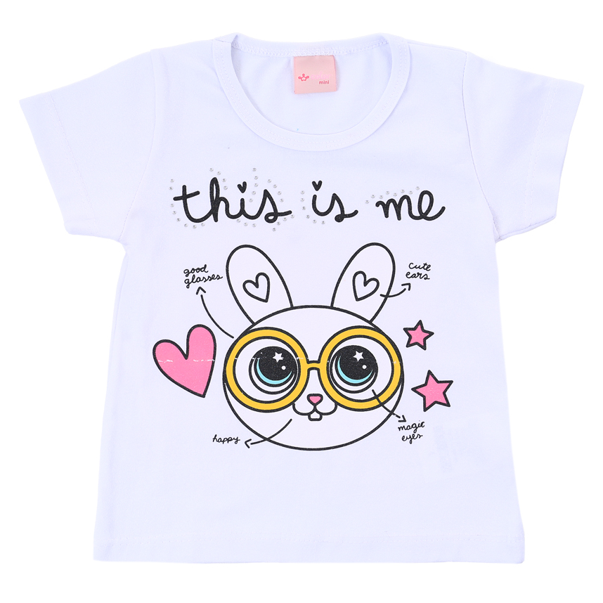 Blusa Infantil Color Mini Estampa Coelho E Strass