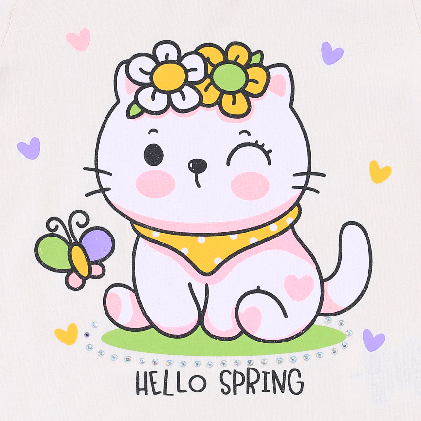 Blusa Infantil Color Mini Estampa Gatinha E Strass Blusa Infantil Color Mini Estampa Gatinha E Strass