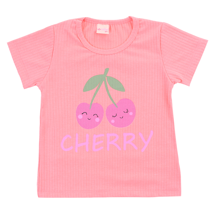 Blusa Infantil Color Girl Canelada Estampa Cherry