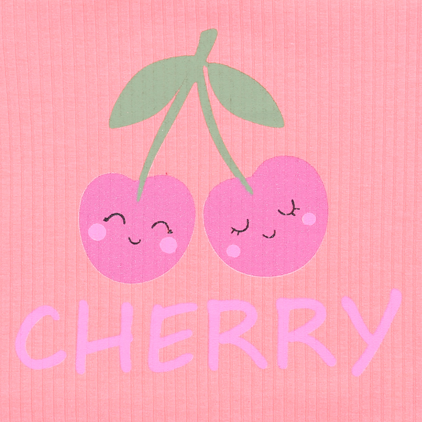 Blusa Infantil Color Girl Canelada Estampa Cherry