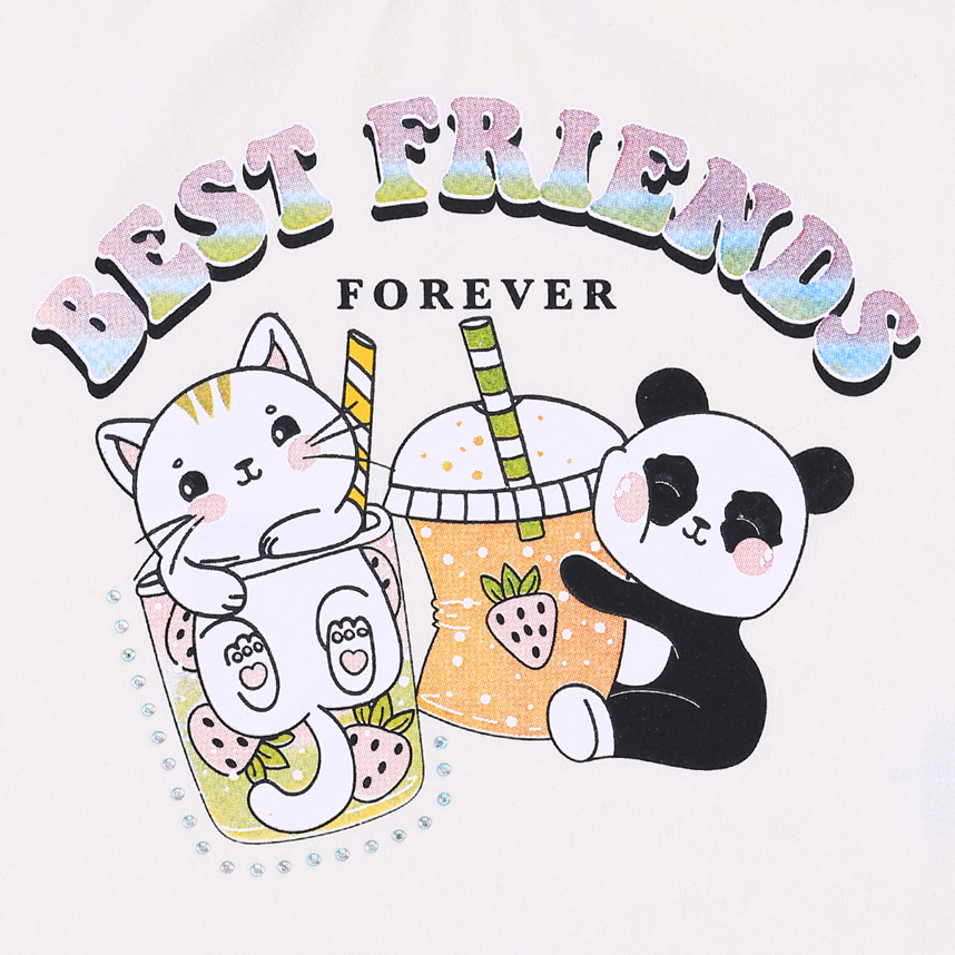 Blusa Infantil Color Girl Estampa Gato E Panda Com Strass Blusa Infantil Color Girl Estampa Gato E Panda Com Strass