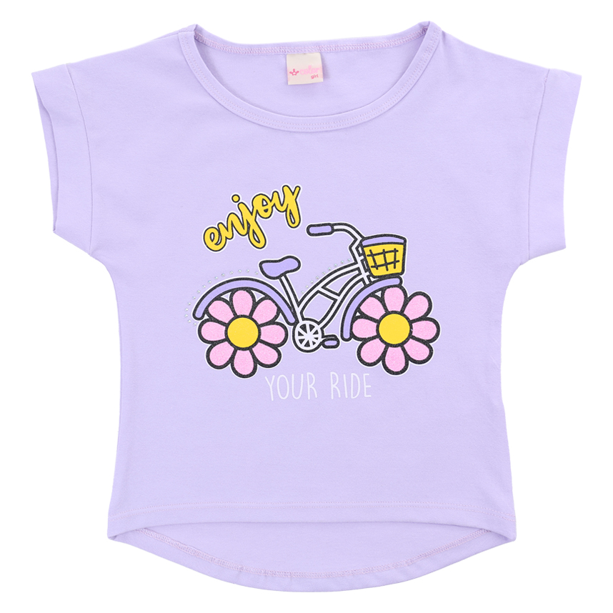 Blusa Infantil Color Girl Estampa Bicicleta Glitter E Strass
