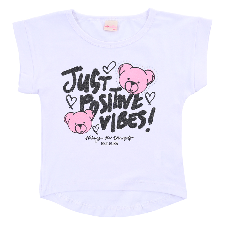 Blusa Infantil Color Girl Estampa Ursinho E Strass