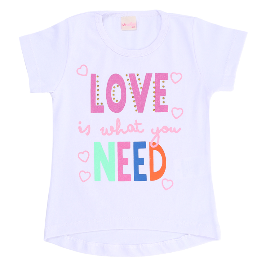 Blusa Infantil Color Girl Estampa Corações E Strass