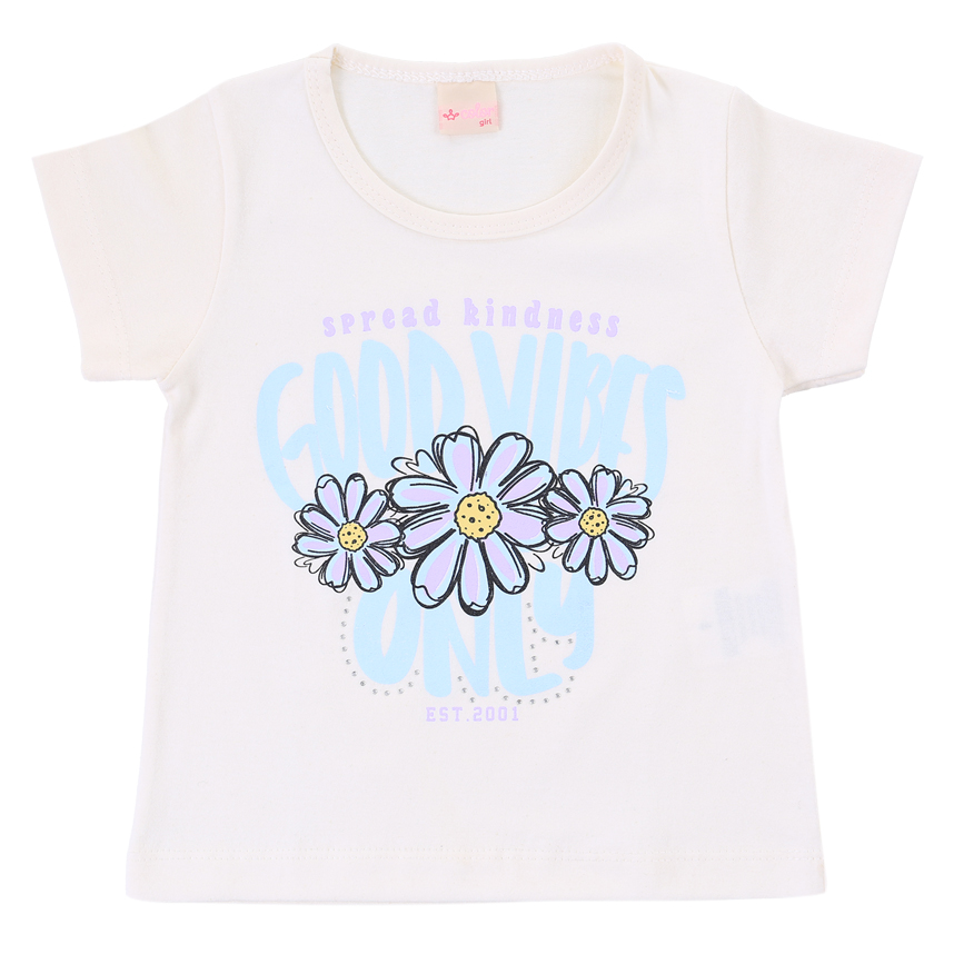 Blusa Infantil Color Girl Estampa Flores E Strass