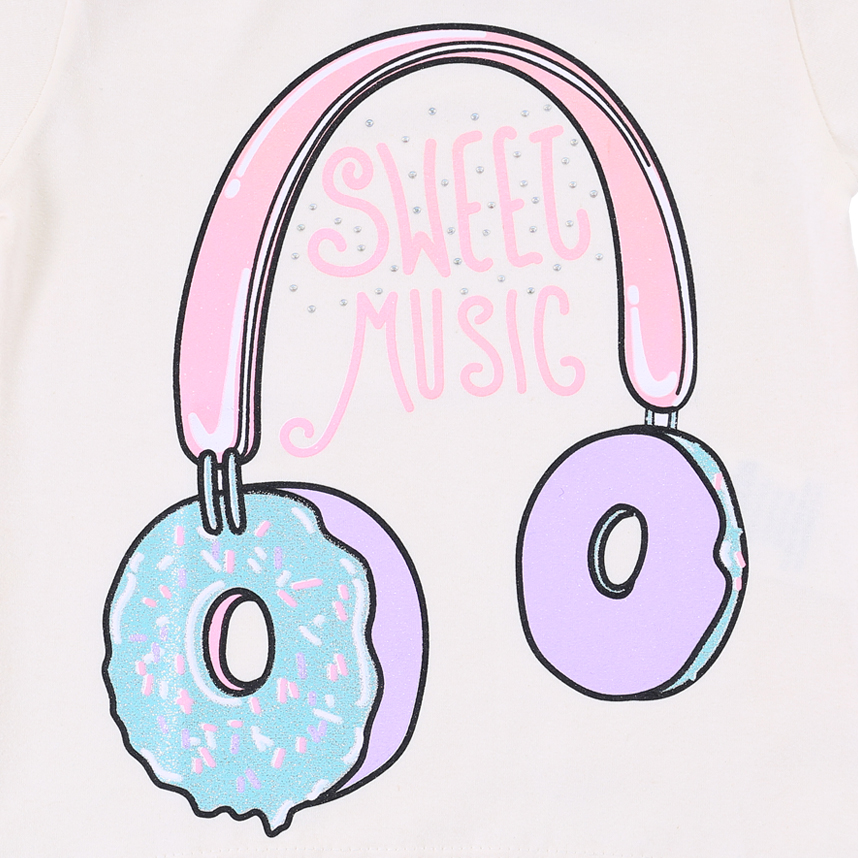Blusa Infantil Color Girl Estampa Sweet Music E Strass Blusa Infantil Color Girl Estampa Sweet Music E Strass