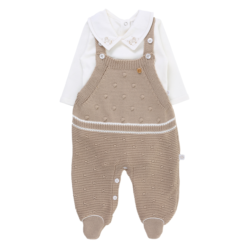 Macacão Longo Beth Bebê Em Tricô Com Body 2 Peças Macacão Longo Beth Bebê Em Tricô Com Body 2 Peças