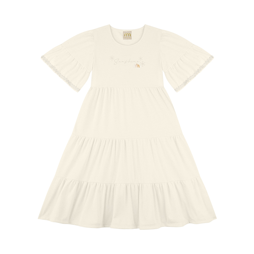 Vestido Infantil Milli Nina Manga Curta Em Cotton Linho Vestido Infantil Milli Nina Manga Curta Em Cotton Linho