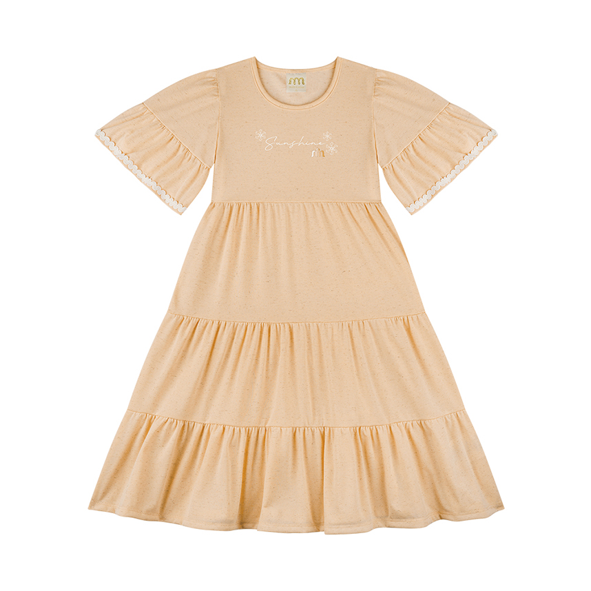 Vestido Infantil Milli Nina Manga Curta Em Cotton Linho Vestido Infantil Milli Nina Manga Curta Em Cotton Linho