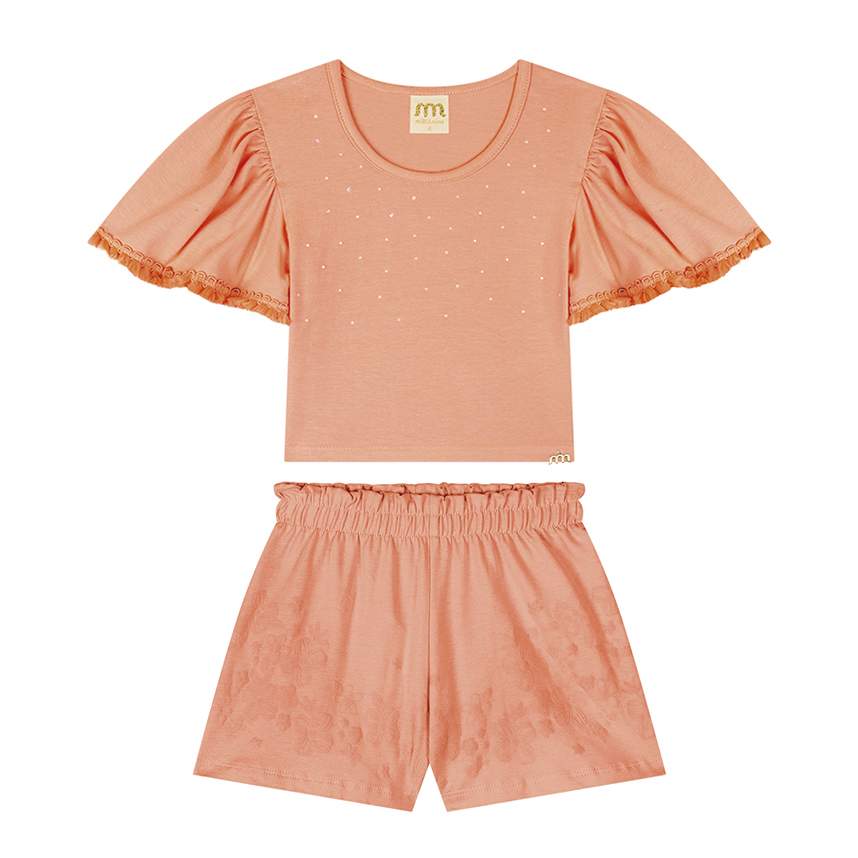 Conjunto Infantil Milli Nina Blusa E Short Em Piquet