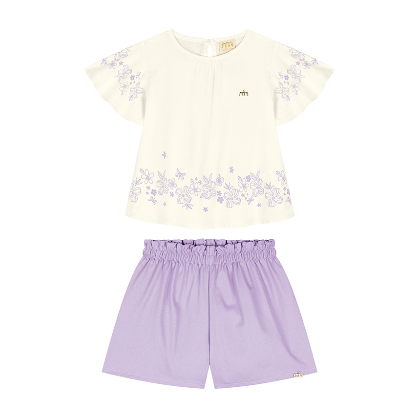 Conjunto Infantil Milli Nina Bata E Short Em Sarja