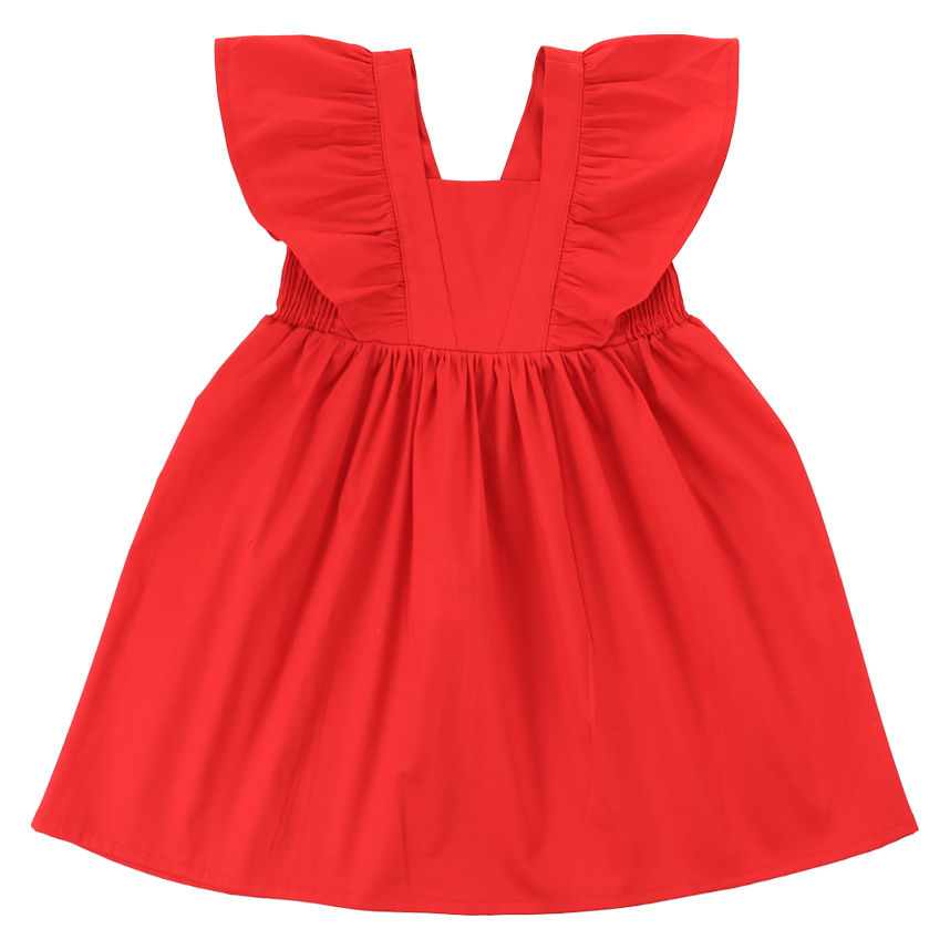 Vestido Infantil Kookabu Liso Cavado Com Babado