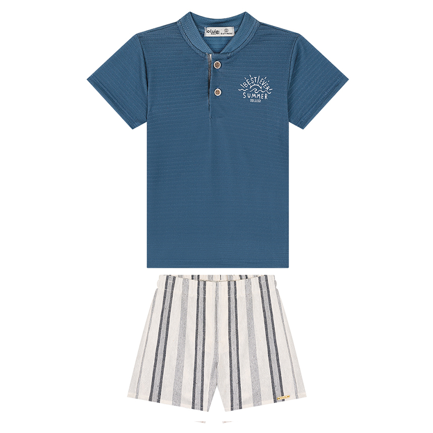 Conjunto Bebê Ioluigi Camiseta Piquet E Bermuda Sarja