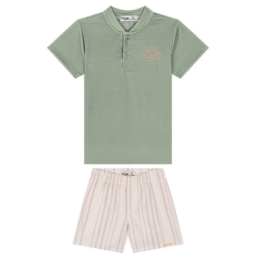 Conjunto Bebê Ioluigi Camiseta Piquet E Bermuda Sarja Conjunto Bebê Ioluigi Camiseta Piquet E Bermuda Sarja