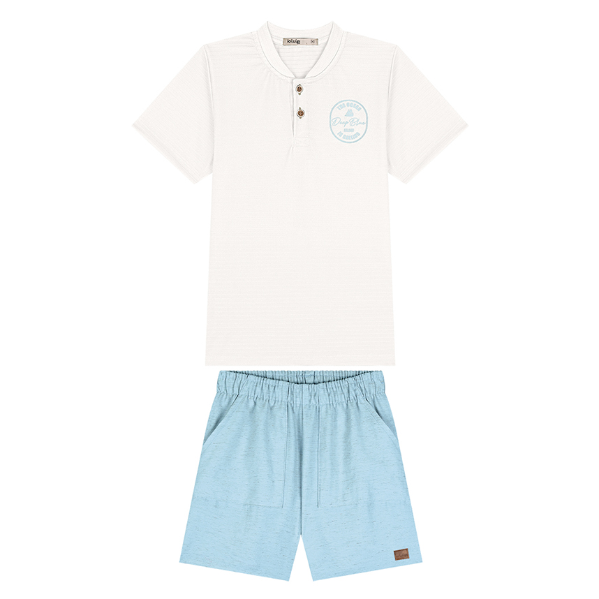 Conjunto Infantil Ioluigi Camiseta Piquet E Bermuda Linho Conjunto Infantil Ioluigi Camiseta Piquet E Bermuda Linho