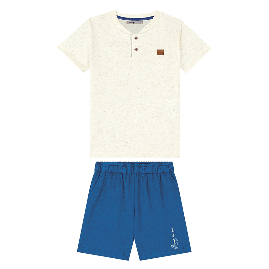 Conjunto Infantil Ioluigi Camiseta Em Linho E Bermuda