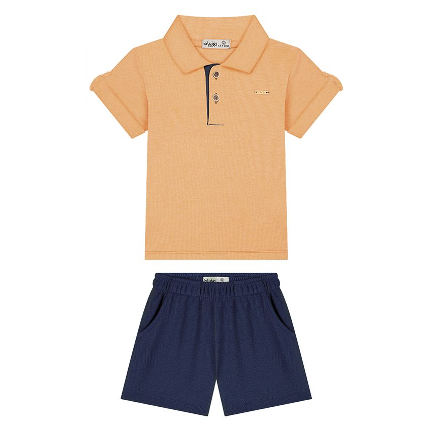 Conjunto Infantil Ioluigi Camiseta Polo Linho E Bermuda Conjunto Infantil Ioluigi Camiseta Polo Linho E Bermuda