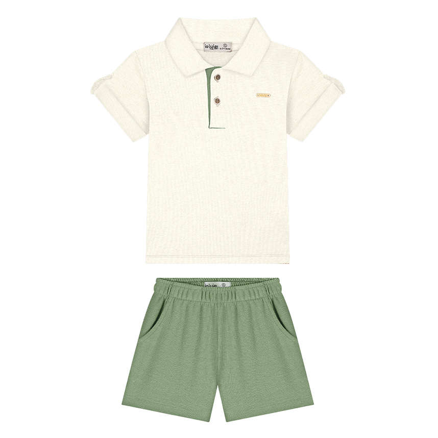 Conjunto Infantil Ioluigi Camiseta Polo Linho E Bermuda