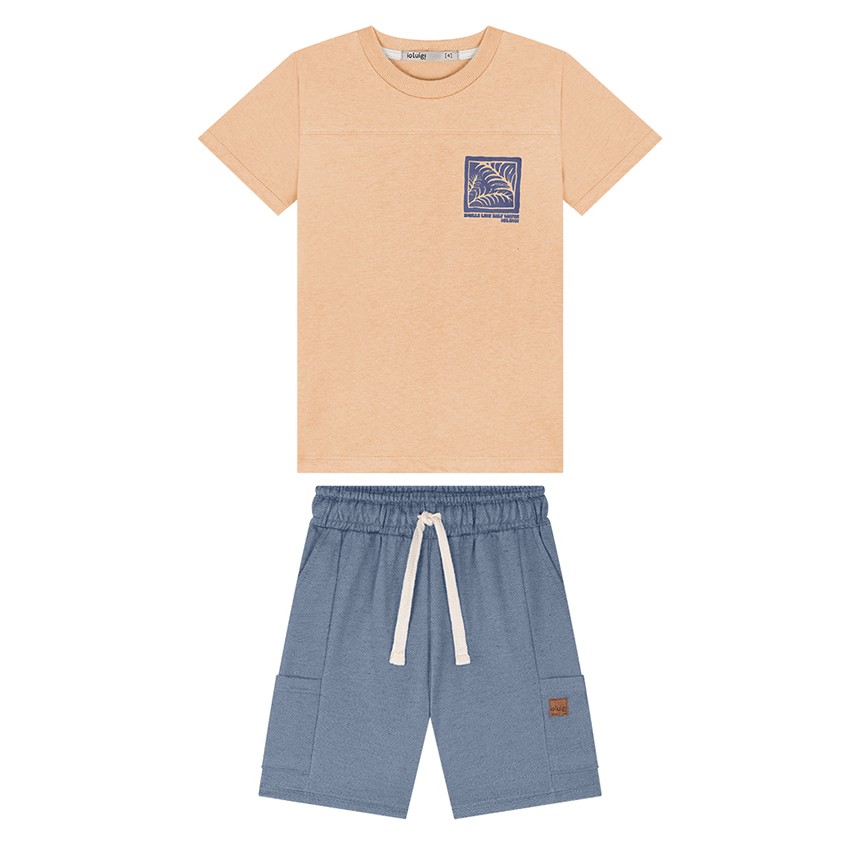 Conjunto Infantil Ioluigi Camiseta Em Linho E Bermuda Conjunto Infantil Ioluigi Camiseta Em Linho E Bermuda