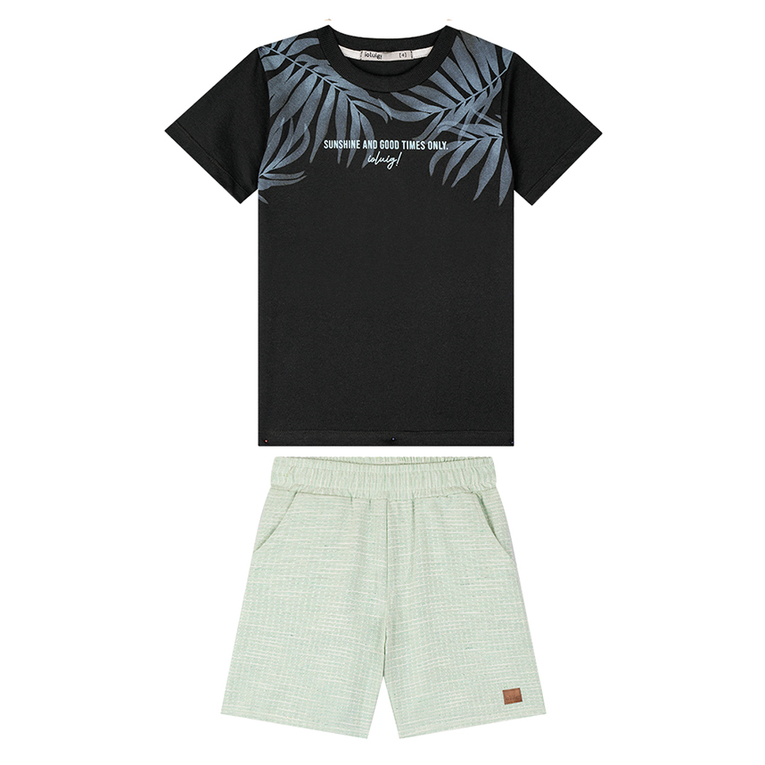 Conjunto Infantil Ioluigi Camiseta Meia Malha E Bermuda Conjunto Infantil Ioluigi Camiseta Meia Malha E Bermuda