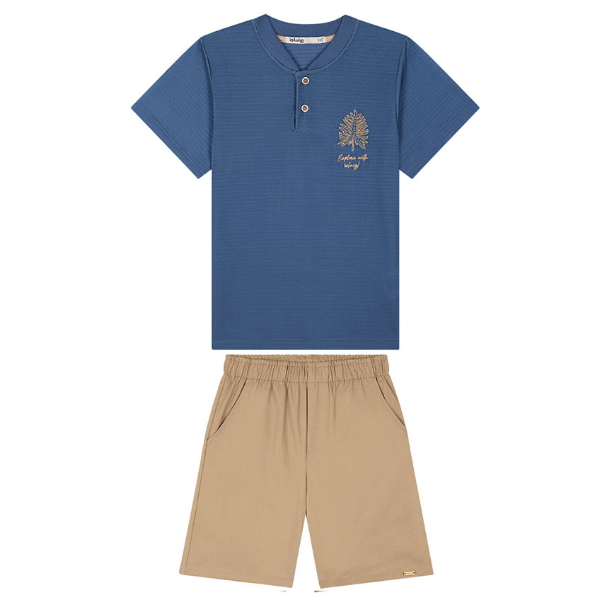 Conjunto Infantil Ioluigi Camiseta Em Piquet E Bermuda Sarja