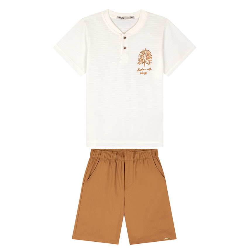 Conjunto Infantil Ioluigi Camiseta Em Piquet E Bermuda Sarja Conjunto Infantil Ioluigi Camiseta Em Piquet E Bermuda Sarja
