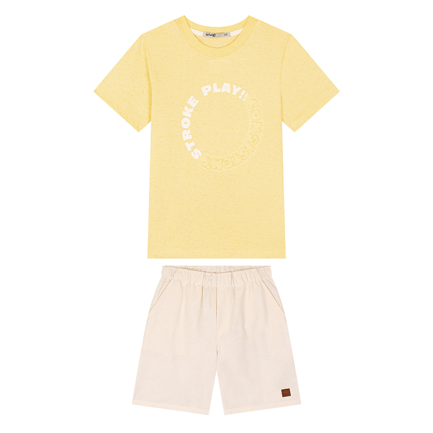 Conjunto Infantil Ioluigi Camiseta Em Linho E Bermuda Sarja