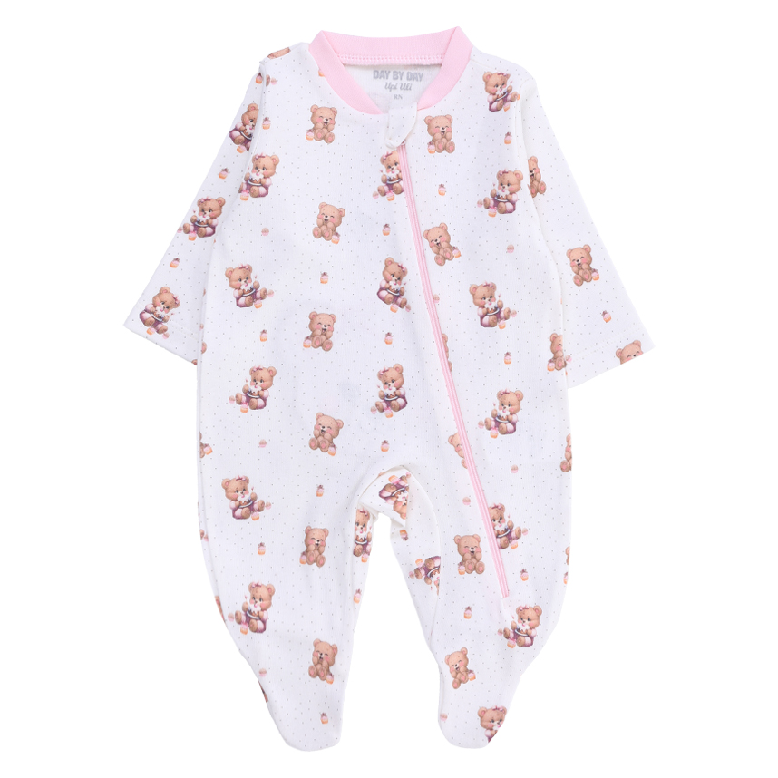 Macacão Bebê Longo Day By Em Suedine Estampa Ursa Macacão Bebê Longo Day By Em Suedine Estampa Ursa