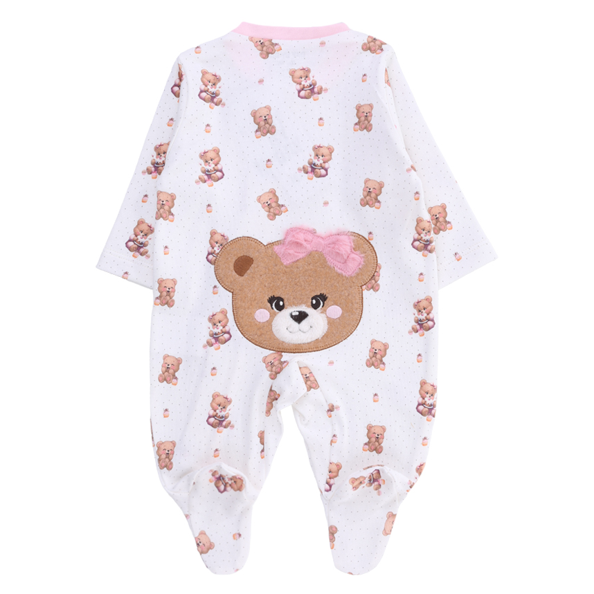 Macacão Bebê Longo Day By Em Suedine Estampa Ursa Macacão Bebê Longo Day By Em Suedine Estampa Ursa