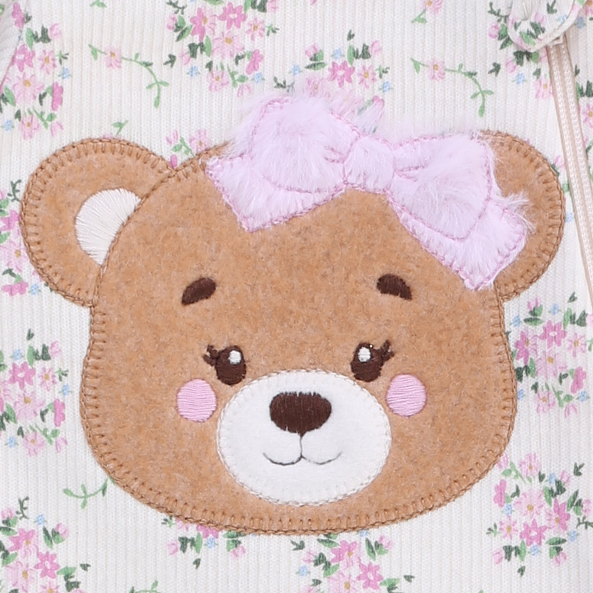 Macacão Bebê Longo Day By Em Suedine Bordado Ursa Macacão Bebê Longo Day By Em Suedine Bordado Ursa