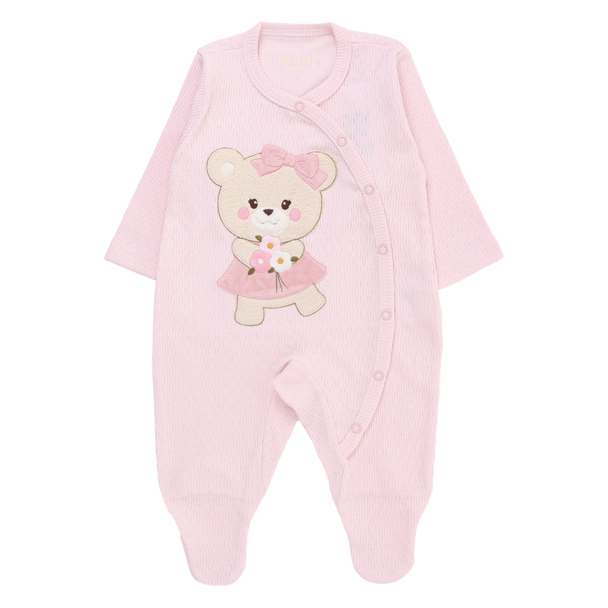 Macacão Bebê Longo Day By Em Suedine Bordado Ursa Macacão Bebê Longo Day By Em Suedine Bordado Ursa